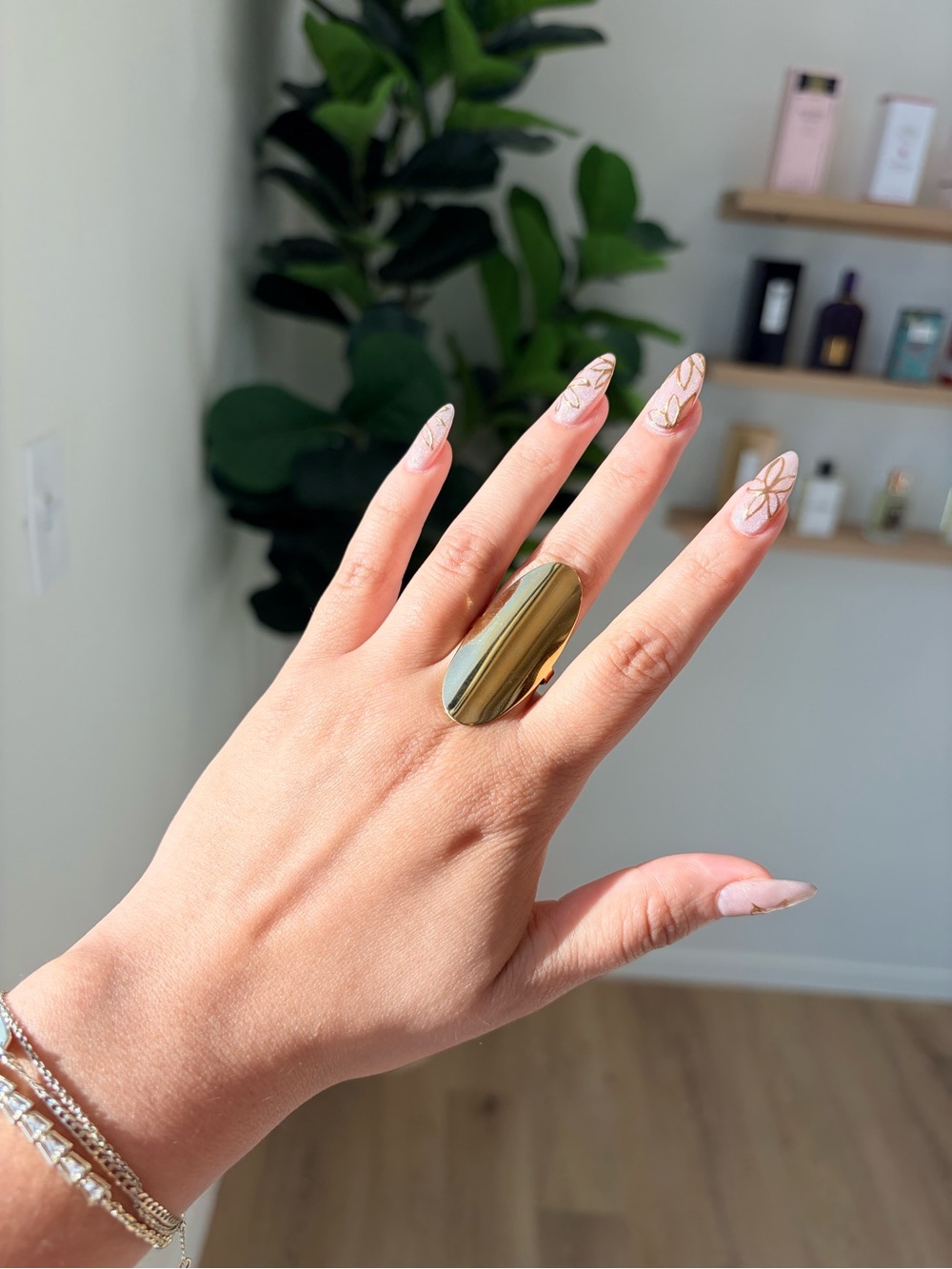 Polished Gold Oval Statement Ring